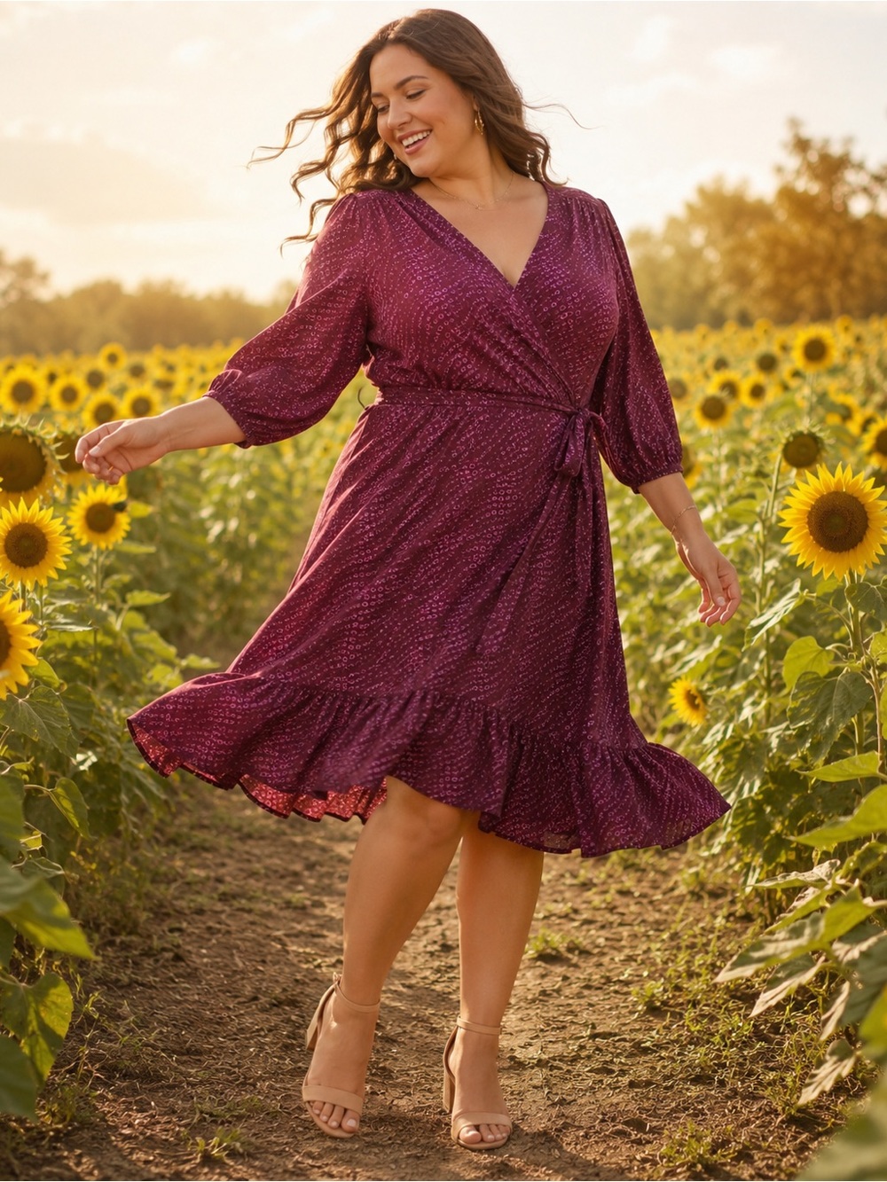 Penningtons Plum Wrap Midi Dress